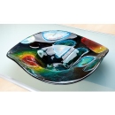 Gilde Glas Art Schale "Sunrise" Fusingglas Hinterwandmalerei 12 x 45 c,