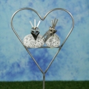 ORGINAL Steinvogel Gartenstecker Herz, ca. 60 cm >Mini Herz am Stab